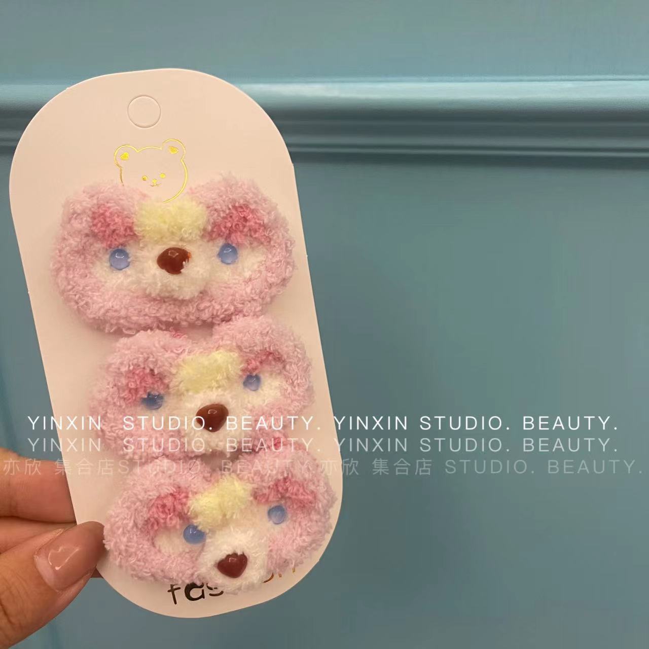 日系毛绒卡通小动物发夹小熊边夹可爱刘海夹顶夹后脑勺卡子女头饰