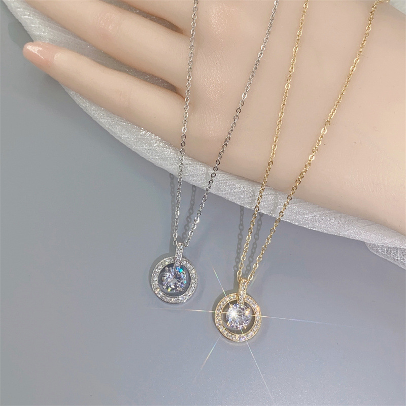 Hollowed-out four-leaf clover pendant necklace, collarbone chain, stud earrings, stainless steel seven-color chain wholesale 12 Specification image