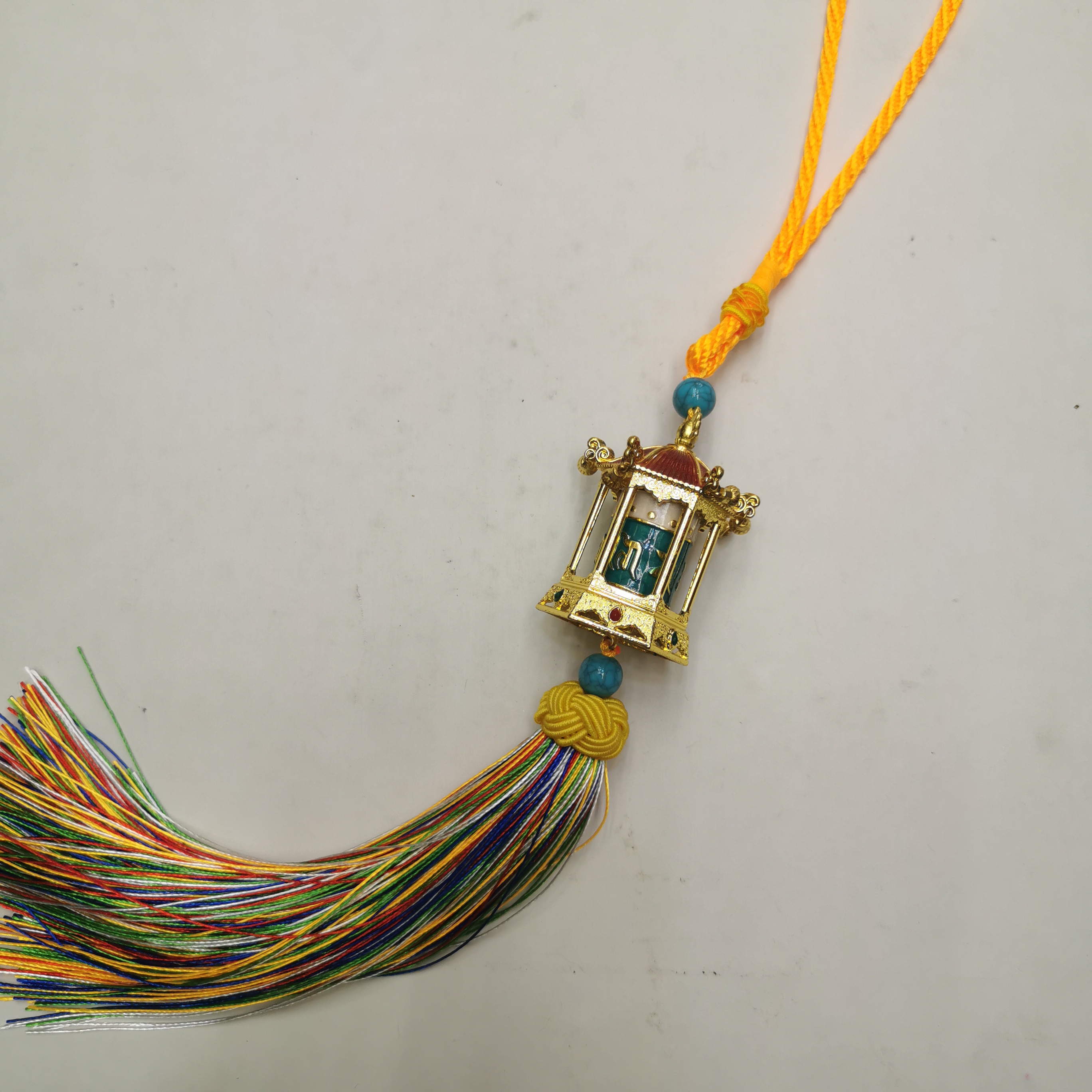 Alloy painted pavilion-shaped rotating wheel pendant YC0050 Item Picture