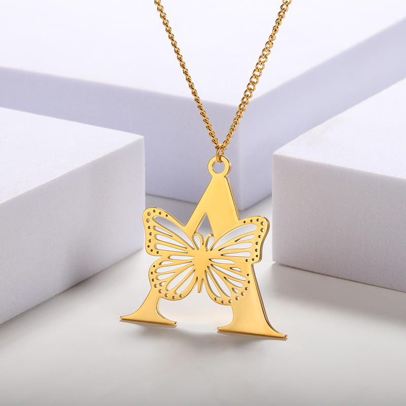 Hollow four-leaf clover pendant necklace, collarbone chain, stud earrings, stainless steel seven-color chain wholesale 1