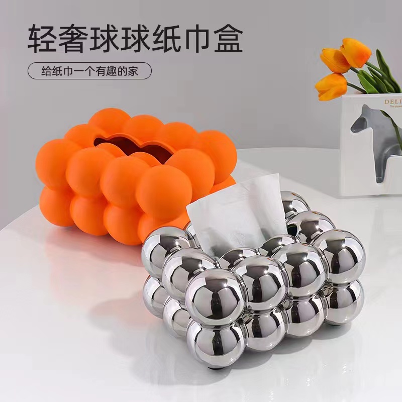 The new Nordic InS-style light luxury high-end ball-shaped tissue box is a popular home decoration item details Picture