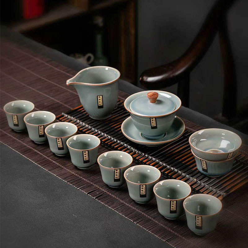 琨琨陶瓷 复古墨青窑茶具套组仿古功夫茶具茶壶盖碗家用办公大套组 手提盒礼盒装礼品 133详情图4