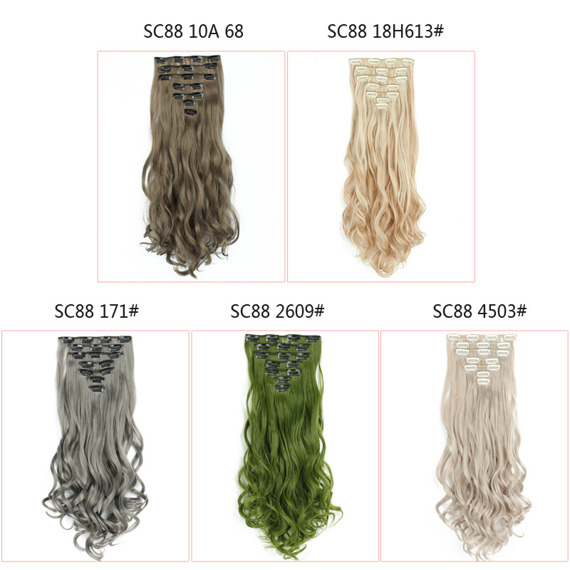 7-piece wig set, 16-clip synthetic fiber hair extensions, straight hair extensions Specification image