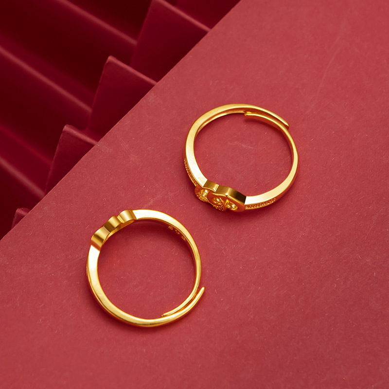 Vietnamese sand gold gold-plated double heart women's ring, Pinduoduo best-selling ring, Japanese and Korean fashionable open heart women's ring, novel accessories Application Scenario