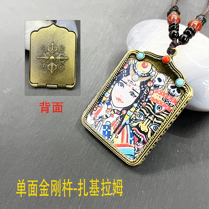 Tibetan alloy Thangka Zakiram Goddess of Wealth Necklace CY0060 Item Picture