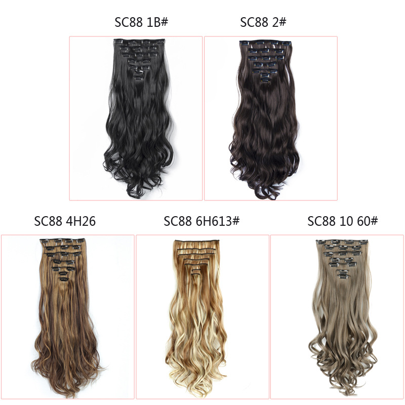 7-piece wig set, 16-clip synthetic fiber hair extensions, straight hair extensions Application Scenario