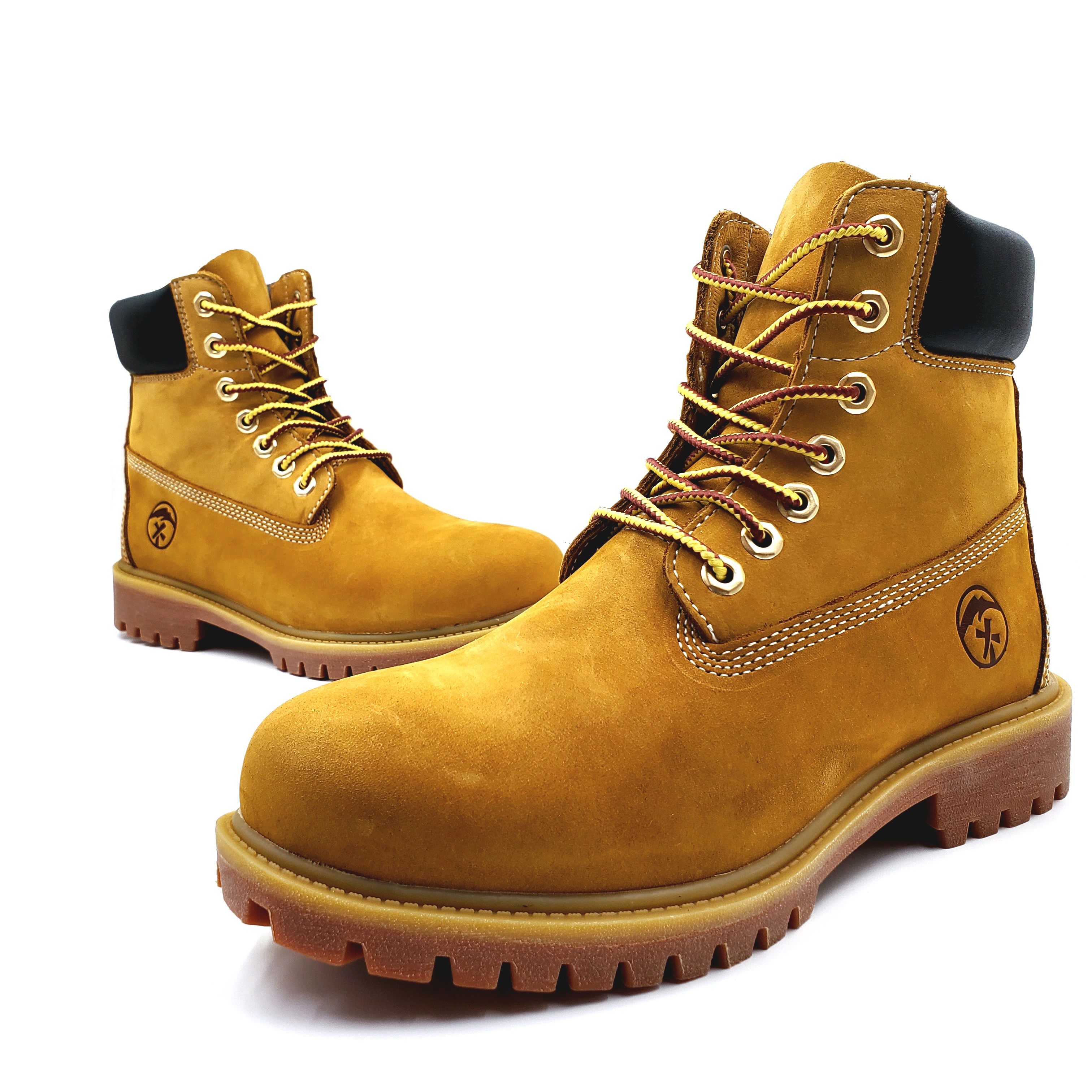 工装鞋/大黄靴/防水钢头钢底/户外白底实物图