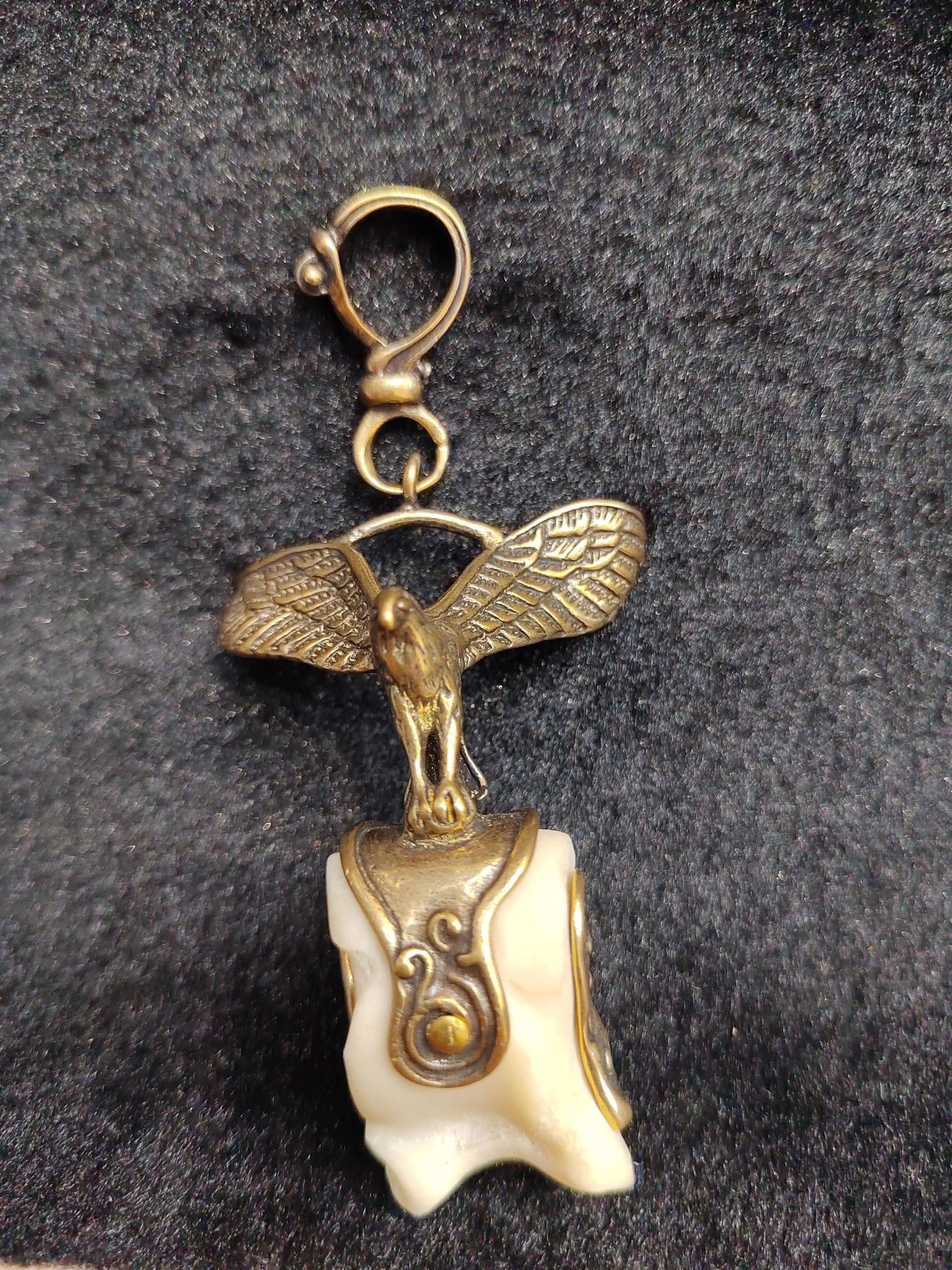 Galaha Flying Eagle Copper Eagle Small Pendant for Attracting Wealth and Spreading Wings Eagle Solid Brass Keychain Bag Hanging Antique Small Copper Handle Piece Donglaibao 12-1 Specification image