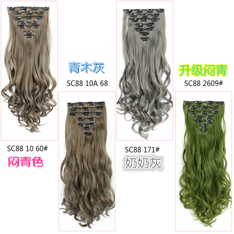 7-piece wig set, 16-clip synthetic fiber hair extensions, straight hair extensions details Picture