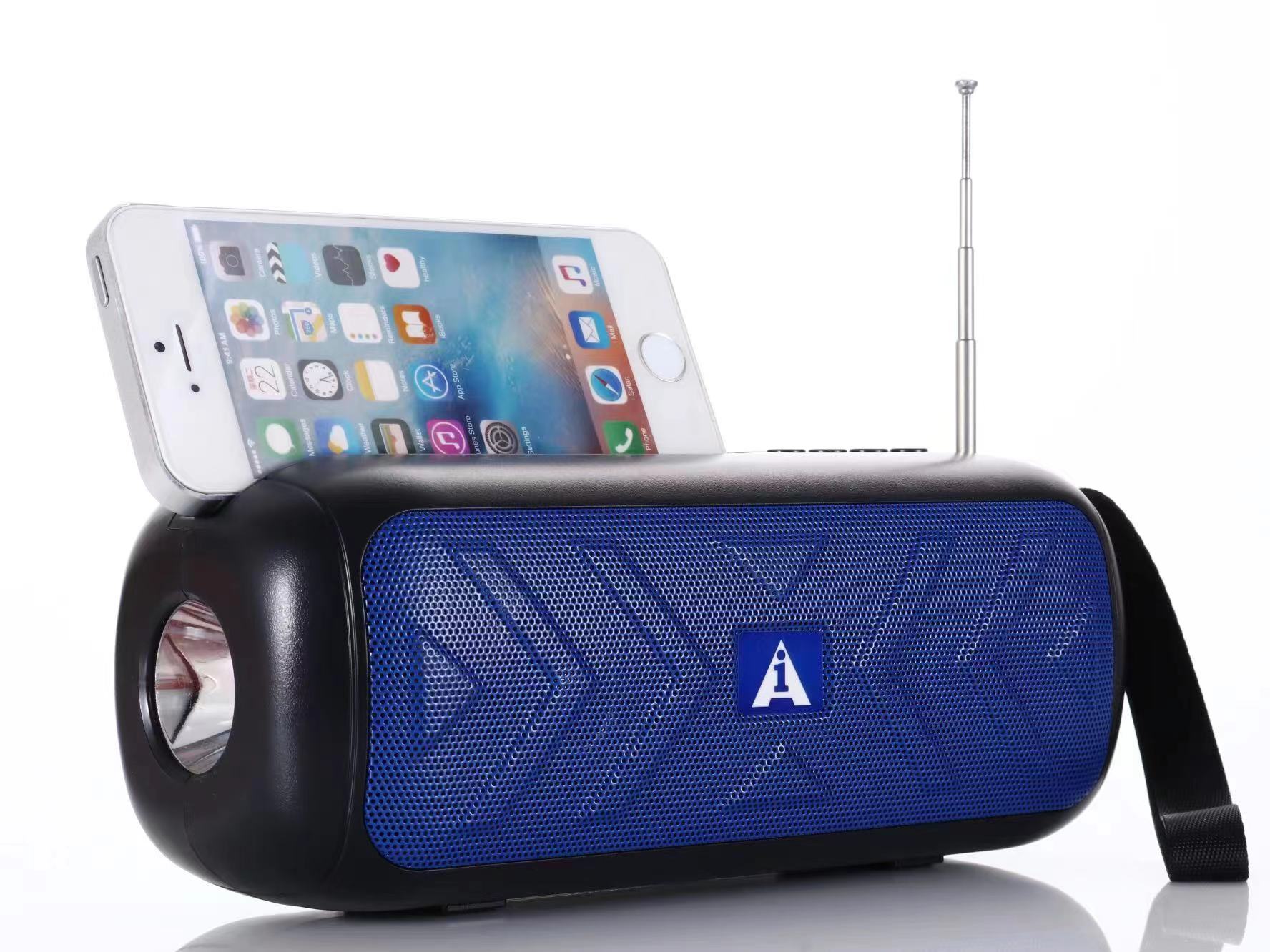 The Bluetooth speaker AL133 is equipped with a marquee light and can accommodate a USB flash drive and TF card. The radio is also equipped with a microphone Specification image
