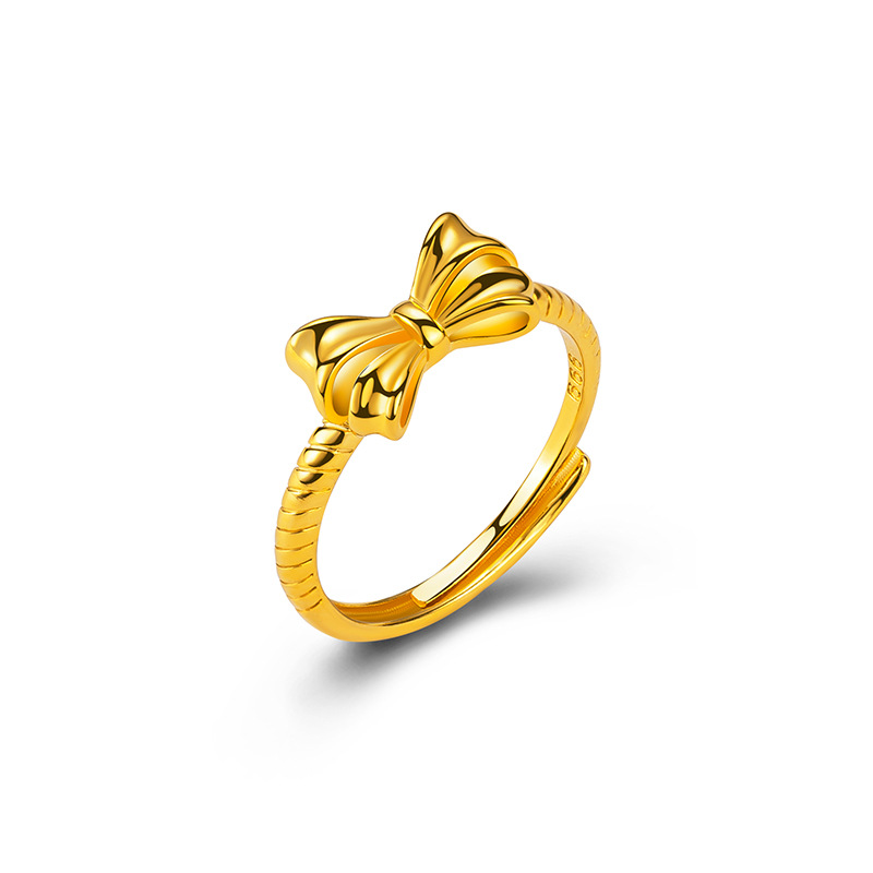 Douyin is highly recommending a fresh, sweet and high-end bow women's ring. It's a fashionable and cute bow loose-mouth ring for students and a novel accessory Item Picture