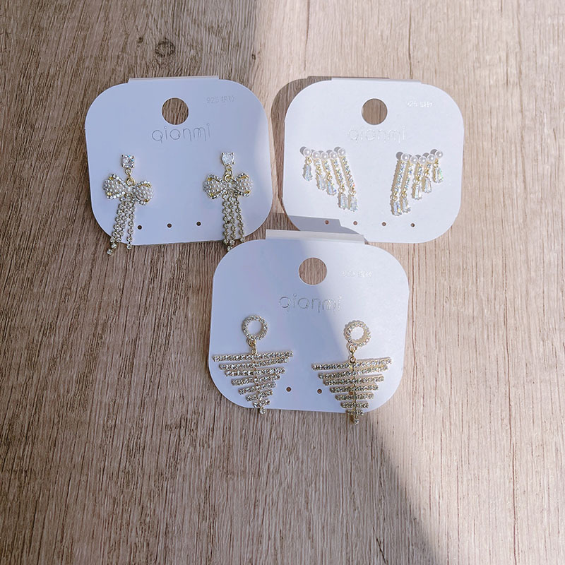 耳环设计ins风银针锆石耳钉流苏精致小巧通勤蝴蝶结几何灵动甜美迪菲尔-14 15 16