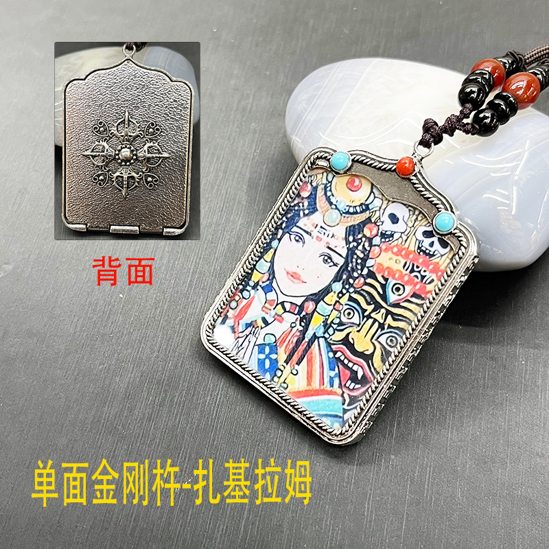 Tibetan alloy Thangka Zakiram Goddess of Wealth Necklace CY0060 details Picture