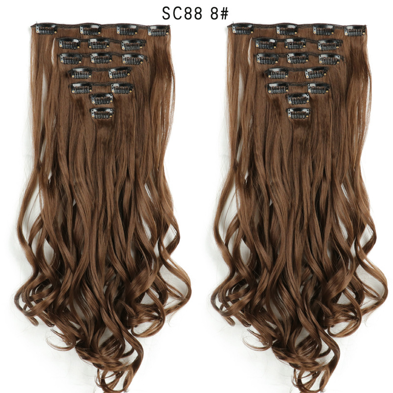 7-piece wig set, 16-clip synthetic fiber hair extensions, straight hair extensions Item Picture