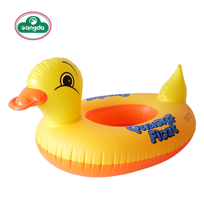 潮趣厂供儿童游泳圈小黄鸭坐圈带把手黄鸭艇加厚充气玩具儿童卡通泳圈