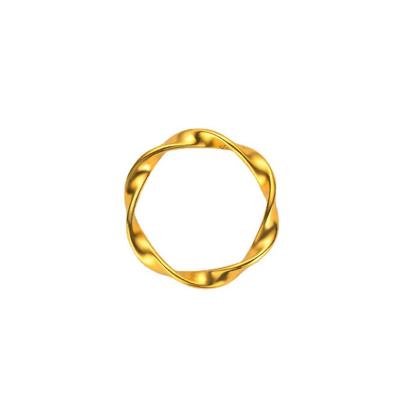Mobius strip couple rings, a niche, fashionable and high-end style, gold-plated twisted pattern couple rings for both men and women Item Picture