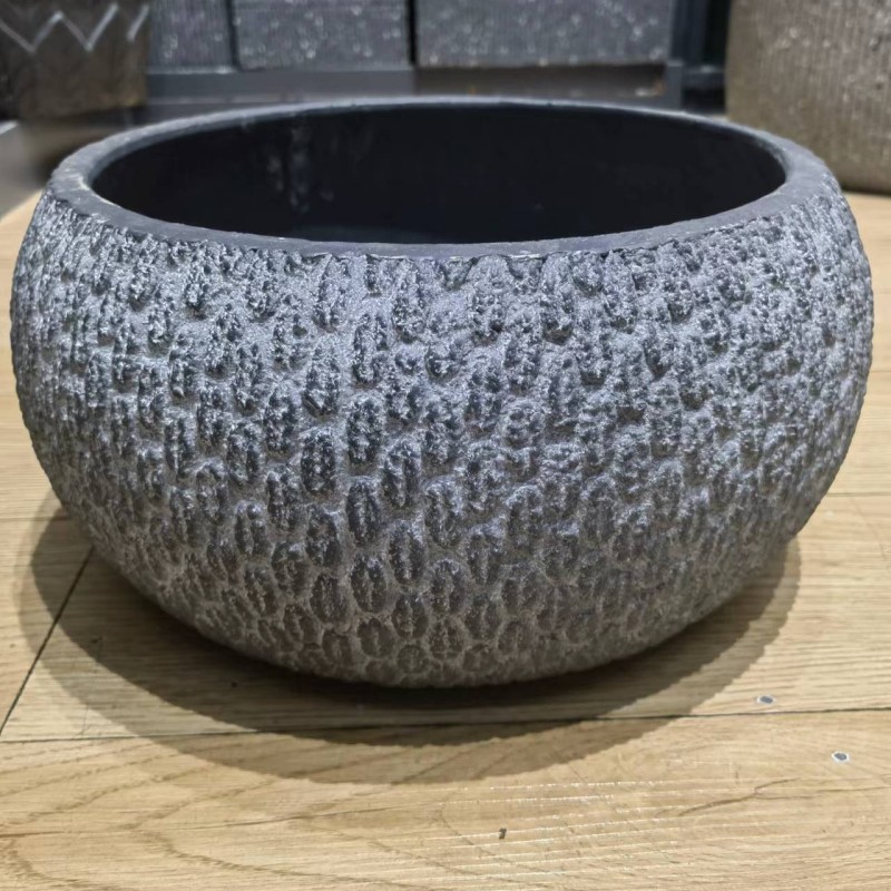 国潮复古风建筑式水泥花盆种镁泥圆形花盆布置插花工艺品花瓶sn-24