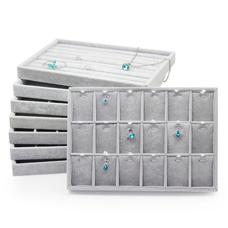 厂家直销新款冰花绒首饰18块吊坠项链盘饰品手链收纳展示托盘批发