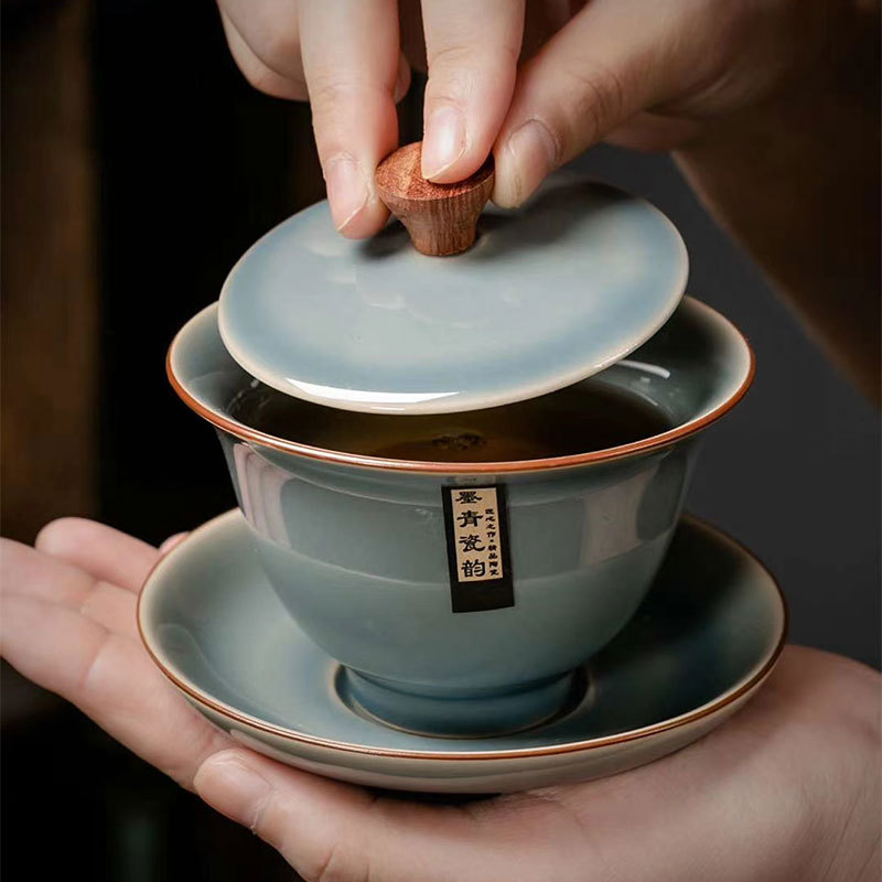 琨琨陶瓷 复古墨青窑茶具套组仿古功夫茶具茶壶盖碗家用办公大套组 手提盒礼盒装礼品 133详情图2