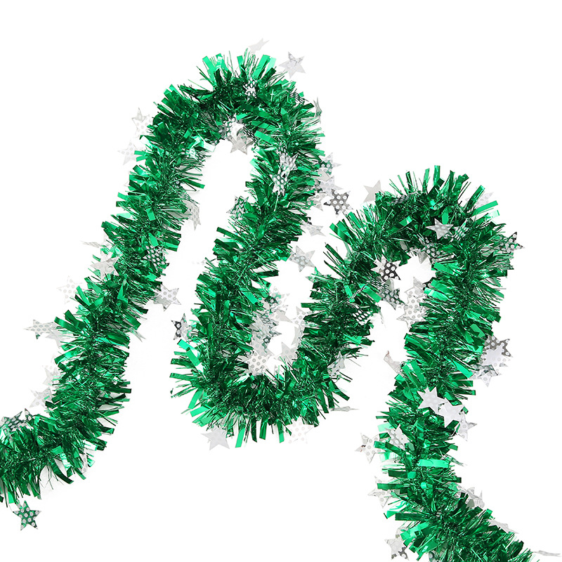 1* 2-meter Christmas colorful stripes with white five-pointed stars, striped art, bar, school, kindergarten atmosphere decoration, party props, Christmas tree decoration details Picture