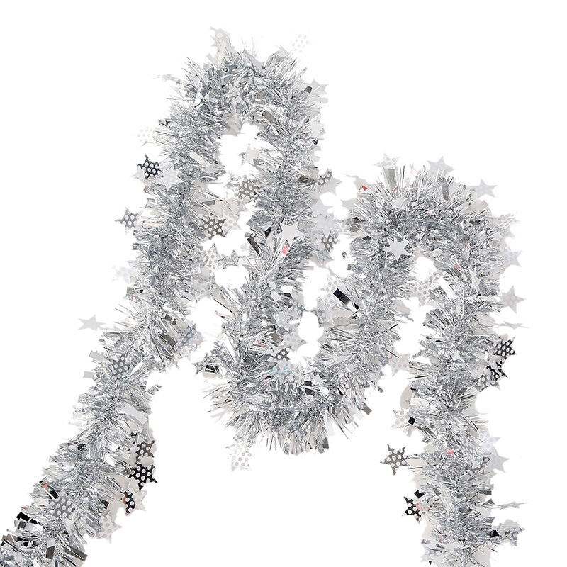 1* 2-meter Christmas colorful stripes with white five-pointed stars, striped art, bar, school, kindergarten atmosphere decoration, party props, Christmas tree decoration Application Scenario