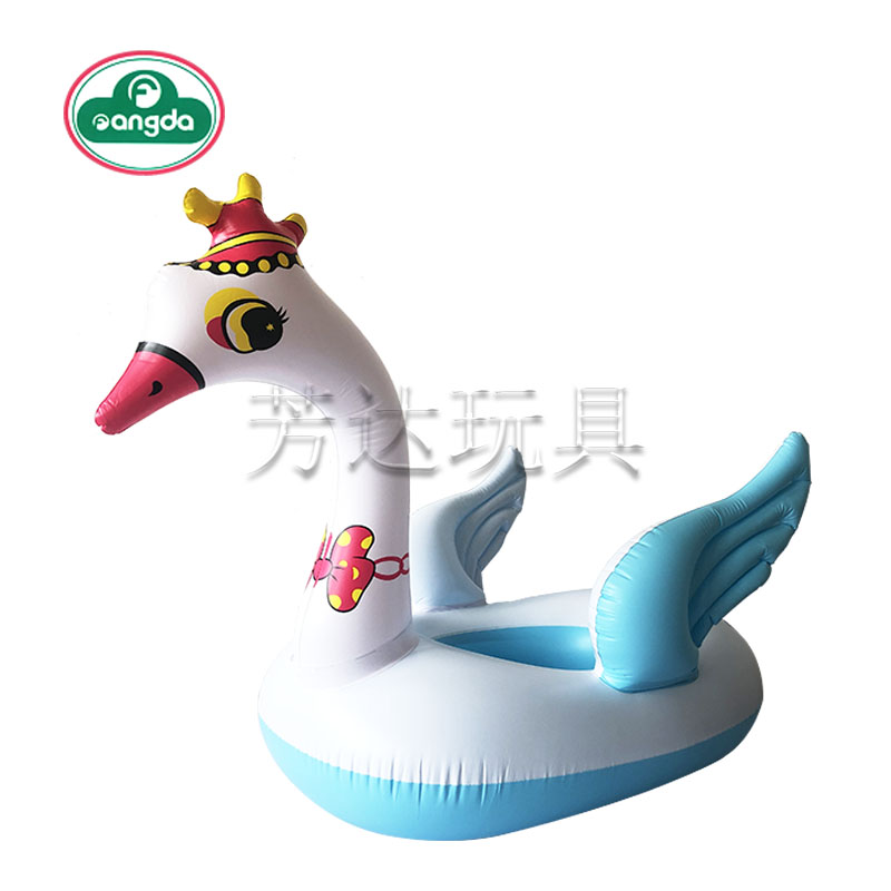 潮趣厂家直供儿童天鹅充气坐艇坐圈水上环保PVC坐圈游泳圈