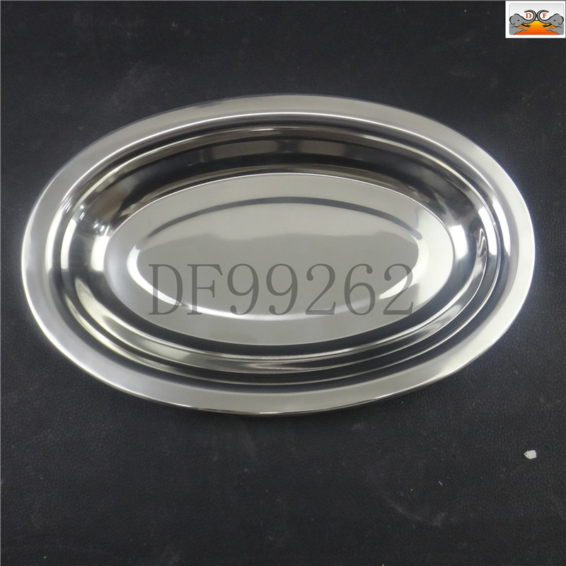DF 99262 stainless steel fish plate, thickened multi-purpose plate, vegetable plate, oval rice noodle plate, barbecue plate, household stainless steel plate, DF TRADING HOUSE details Picture