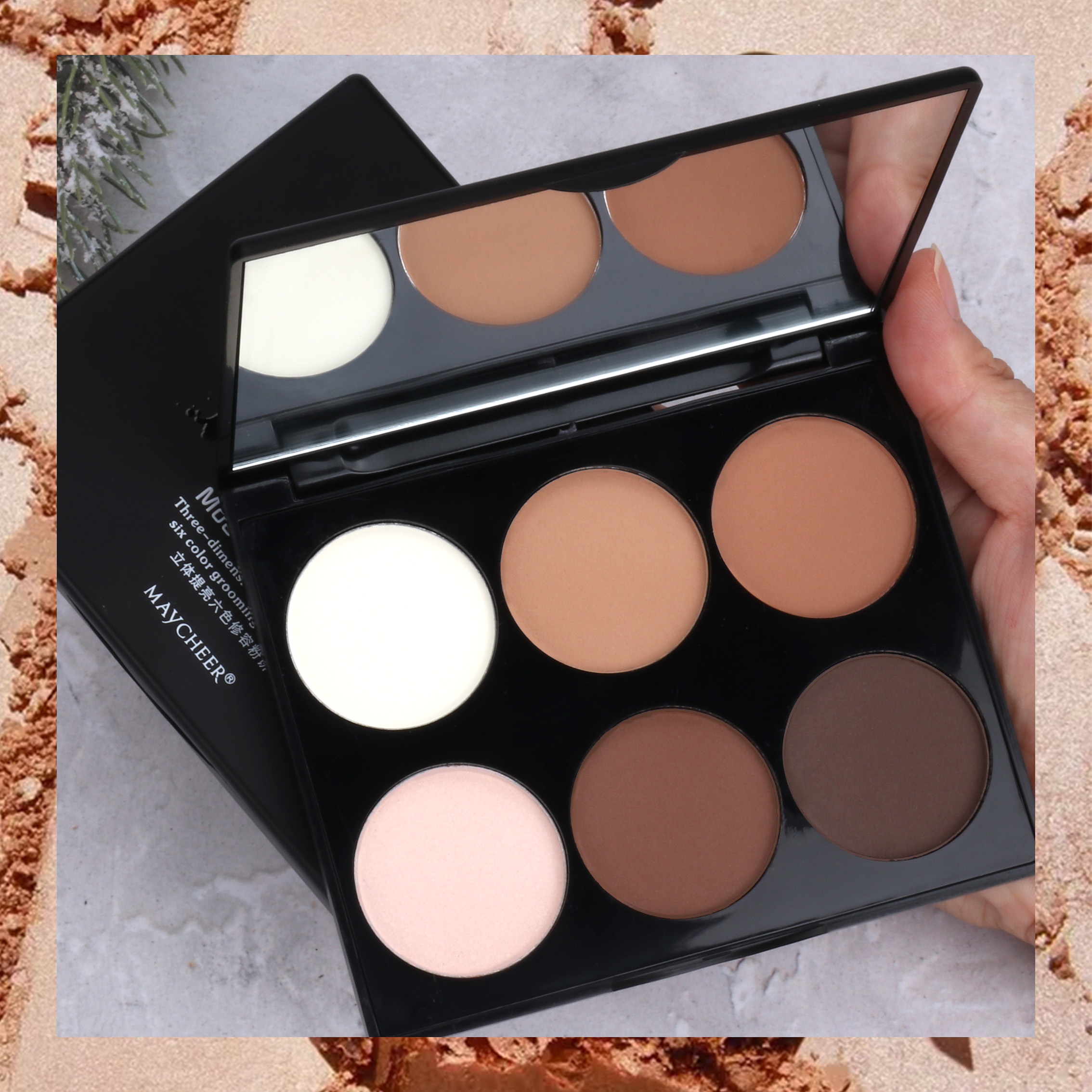 Meisier's six-color contouring powder can flatten the V-shaped face contour and make you look slimmer. The waterproof powder compact is long-lasting and not prone to smudging, making you look like a shadow powder girl