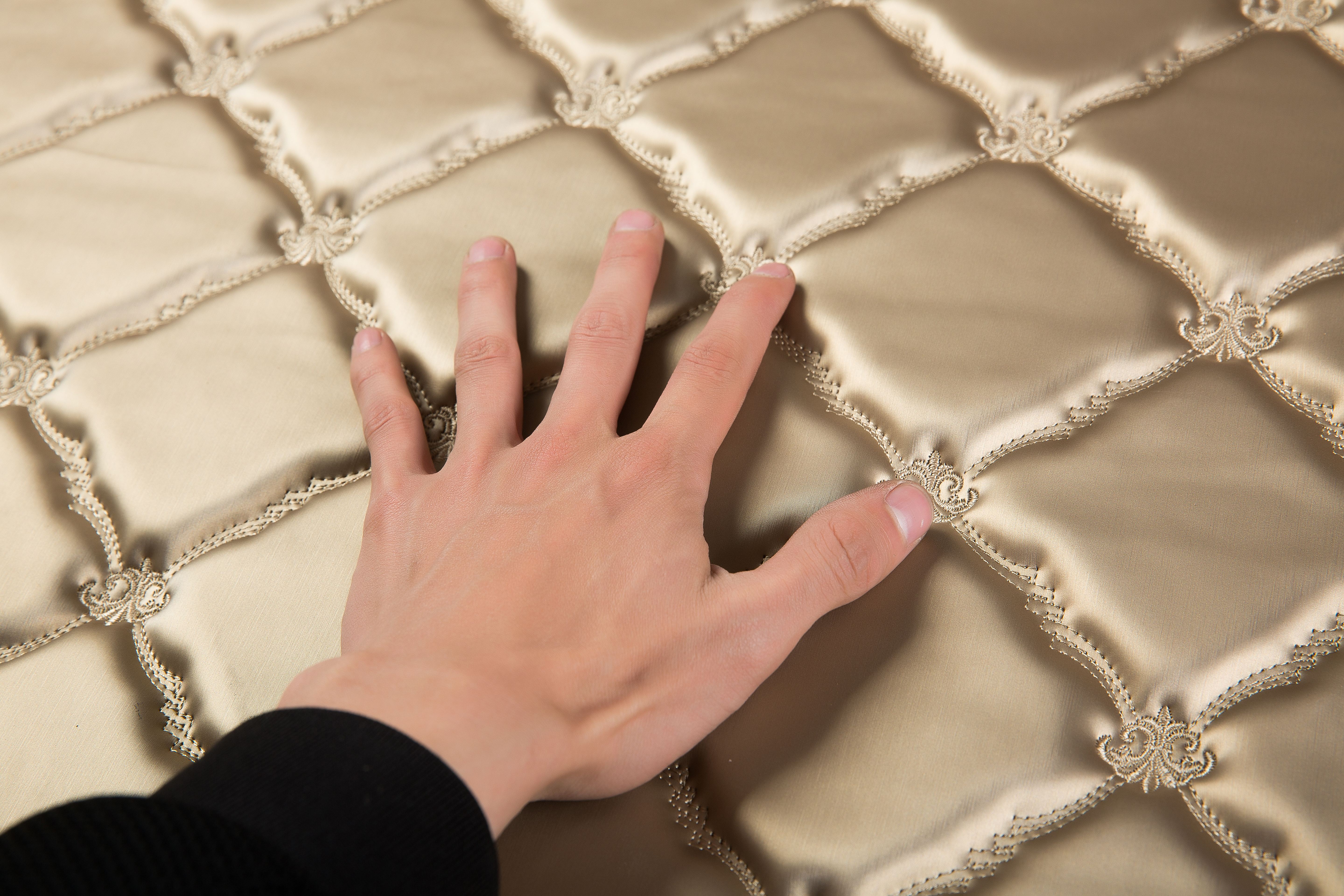 Yikelong Environmental Protection Decorative Leather Hotel Soft Packaging Material Factory wholesale sponge embroidery artificial leather LC147 in stock Specification image