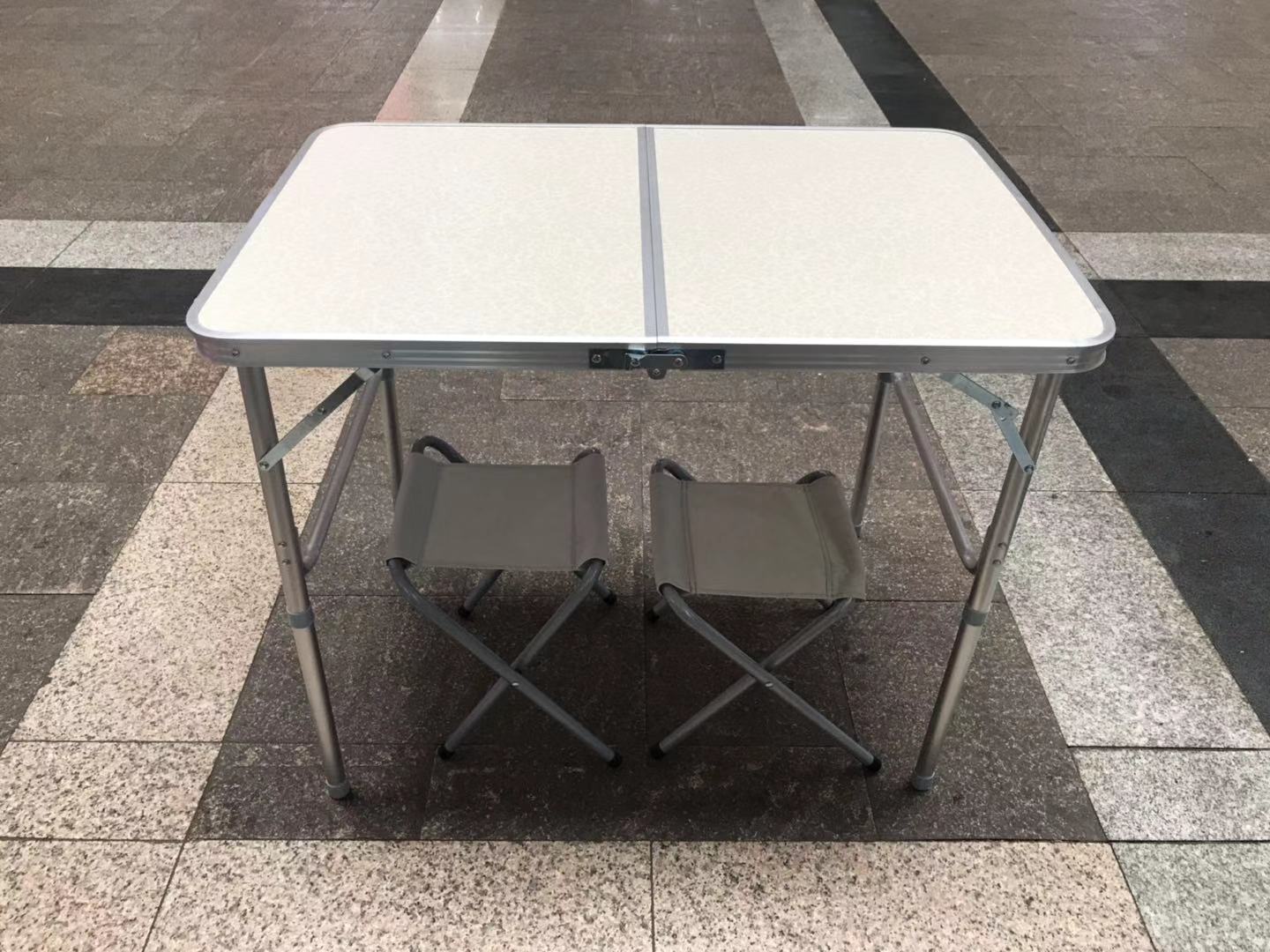 户外折叠桌椅60*90cm 夜市摆摊地推 折叠桌子简易折叠餐桌椅 烧烤桌宣传广告桌 铝合金桌子户外野营桌椅套装