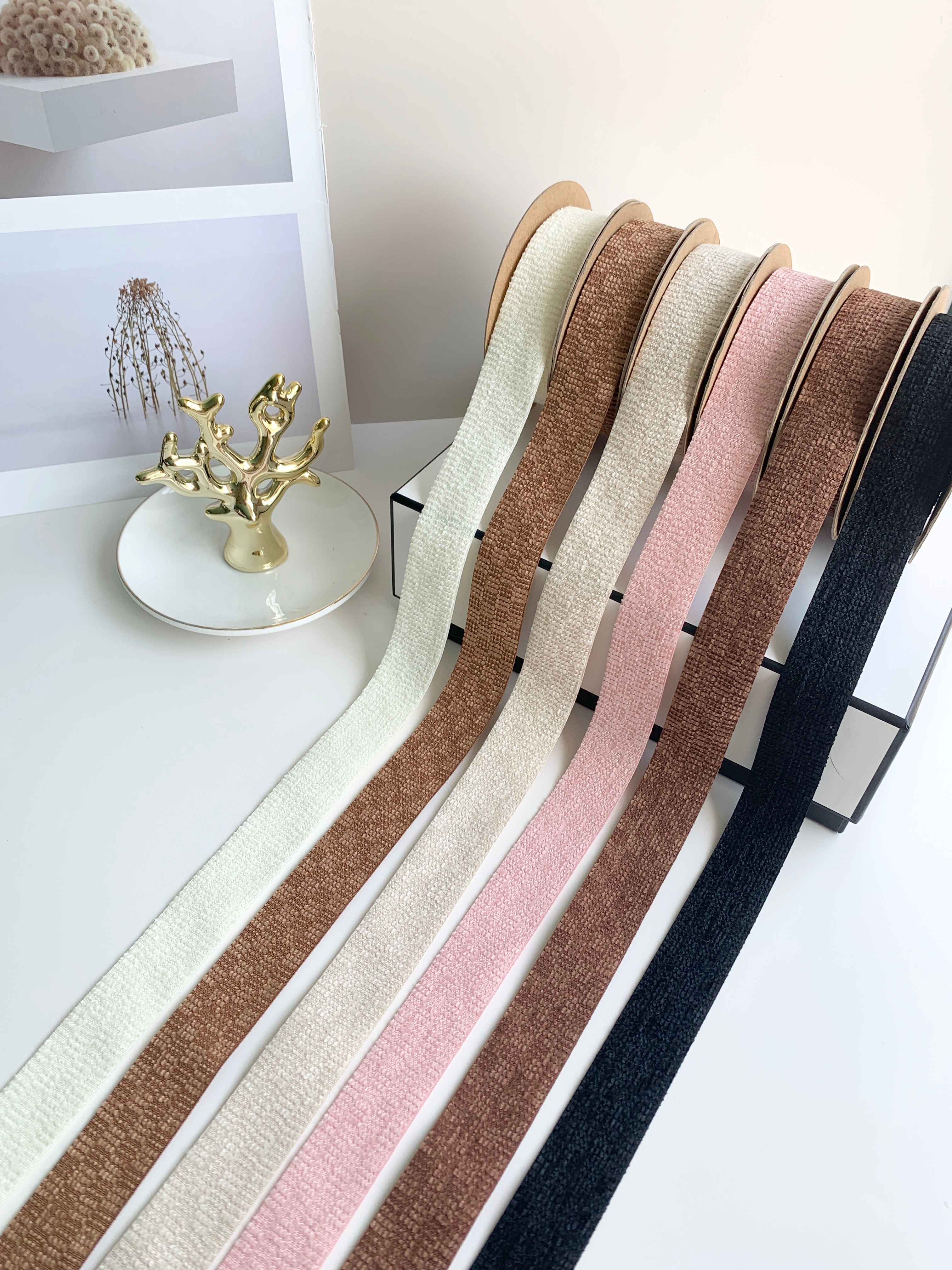 "Jianjian Double-sided plush checkered cotton and linen webbing, DIY bow hair clips, accessories, shoes, hats, clothing, accessories, accessories and belts.