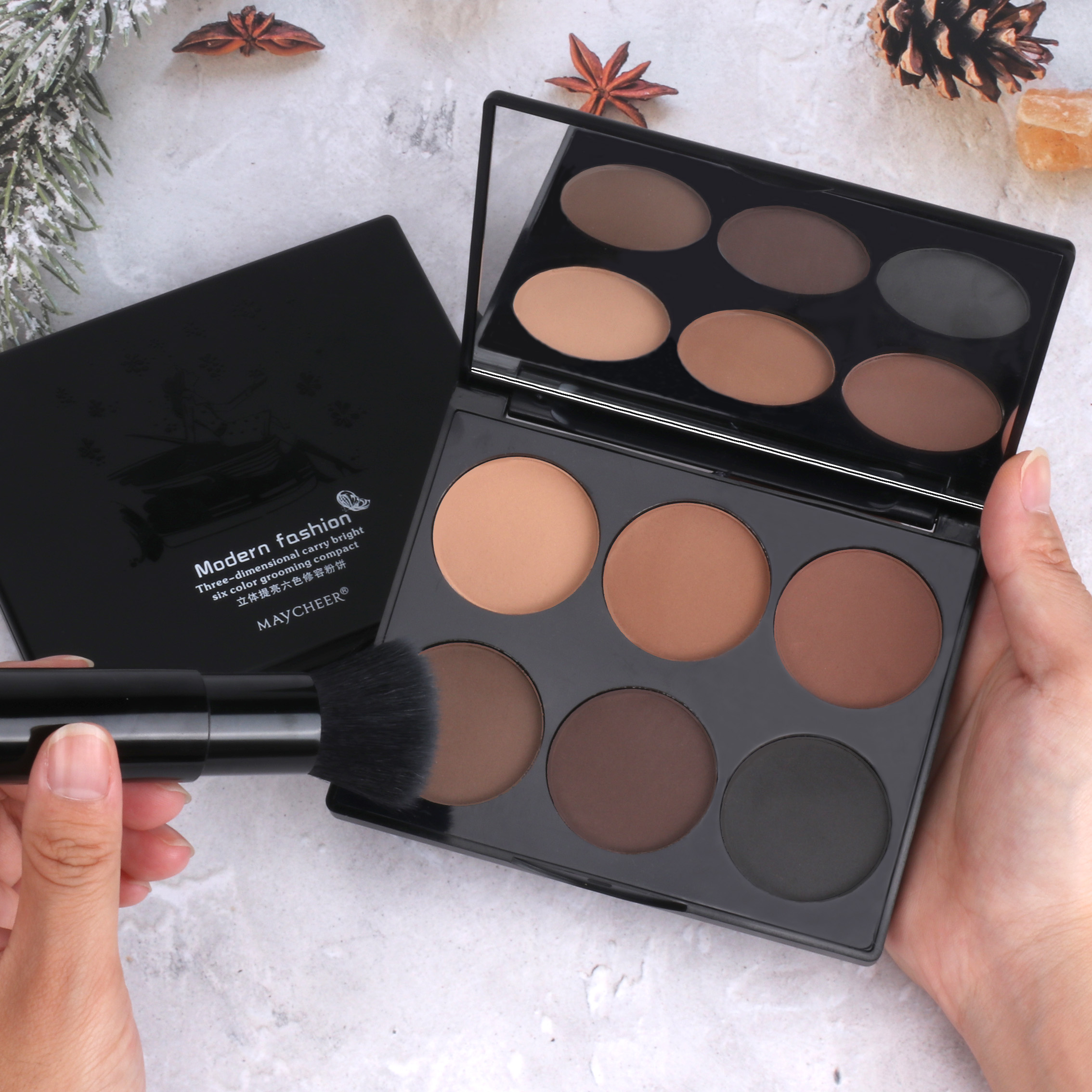 Meisier's six-color contouring powder can flatten the V-shaped face contour and make you look slimmer. The waterproof powder compact is long-lasting and not prone to smudging, making you look like a shadow powder girl details Picture