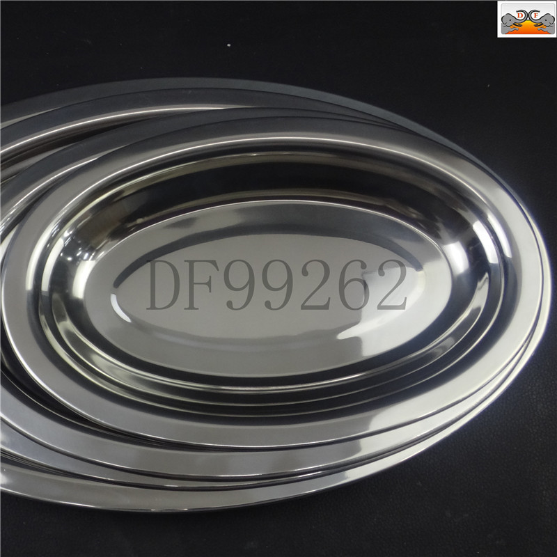 DF 99262 stainless steel fish plate, thickened multi-purpose plate, vegetable plate, oval rice noodle plate, barbecue plate, household stainless steel plate, DF TRADING HOUSE