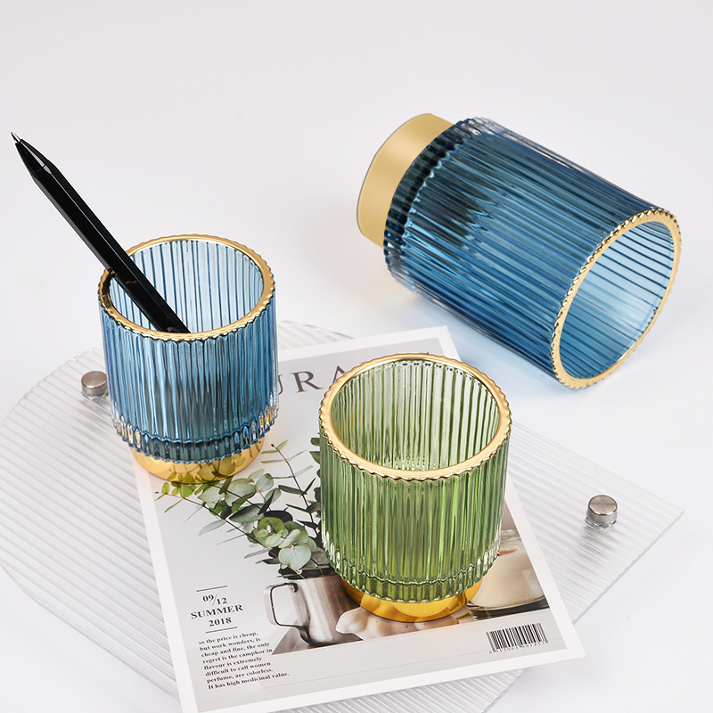 Glass makeup brush bucket