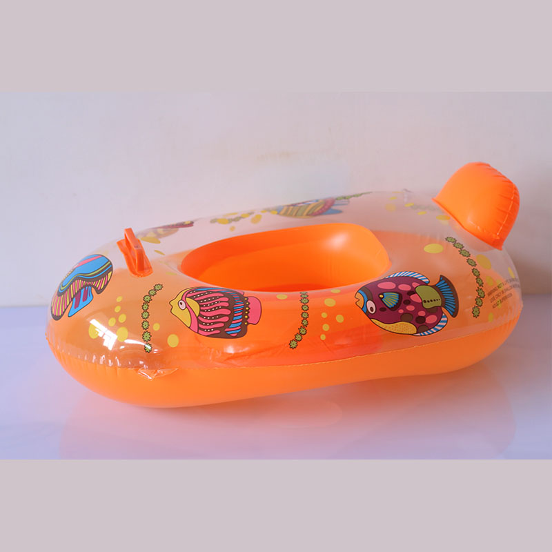 潮趣厂家直供充气透明小游艇儿童游泳圈婴儿座圈印花宝宝水上座艇