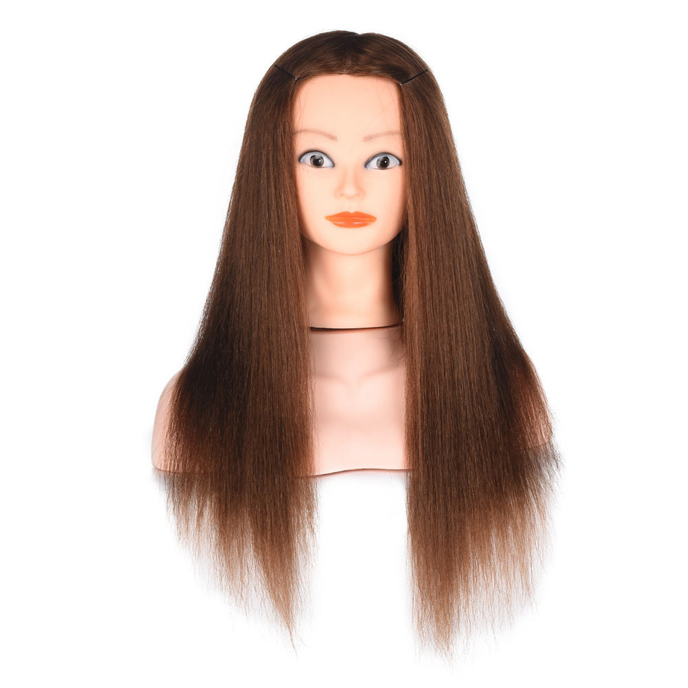 Full real hair wig teaching head model, hair styling and braid learning, updo, updo teaching head, blow-cut and perm real hair model Application Scenario