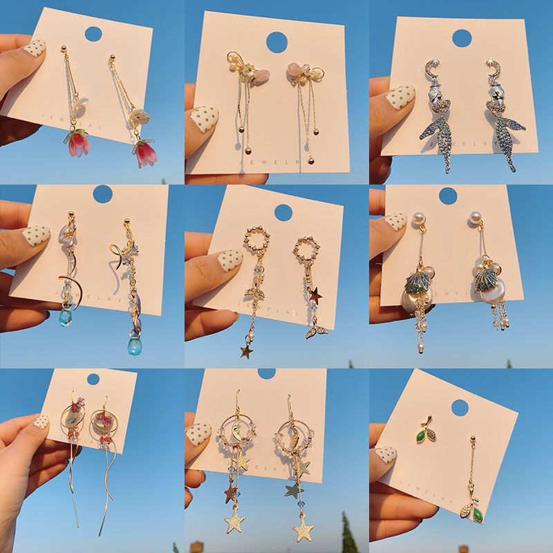 耳环新款银针田园风贝壳花朵清新时尚淑女月亮百搭复古中国风星星迪菲尔-207-2