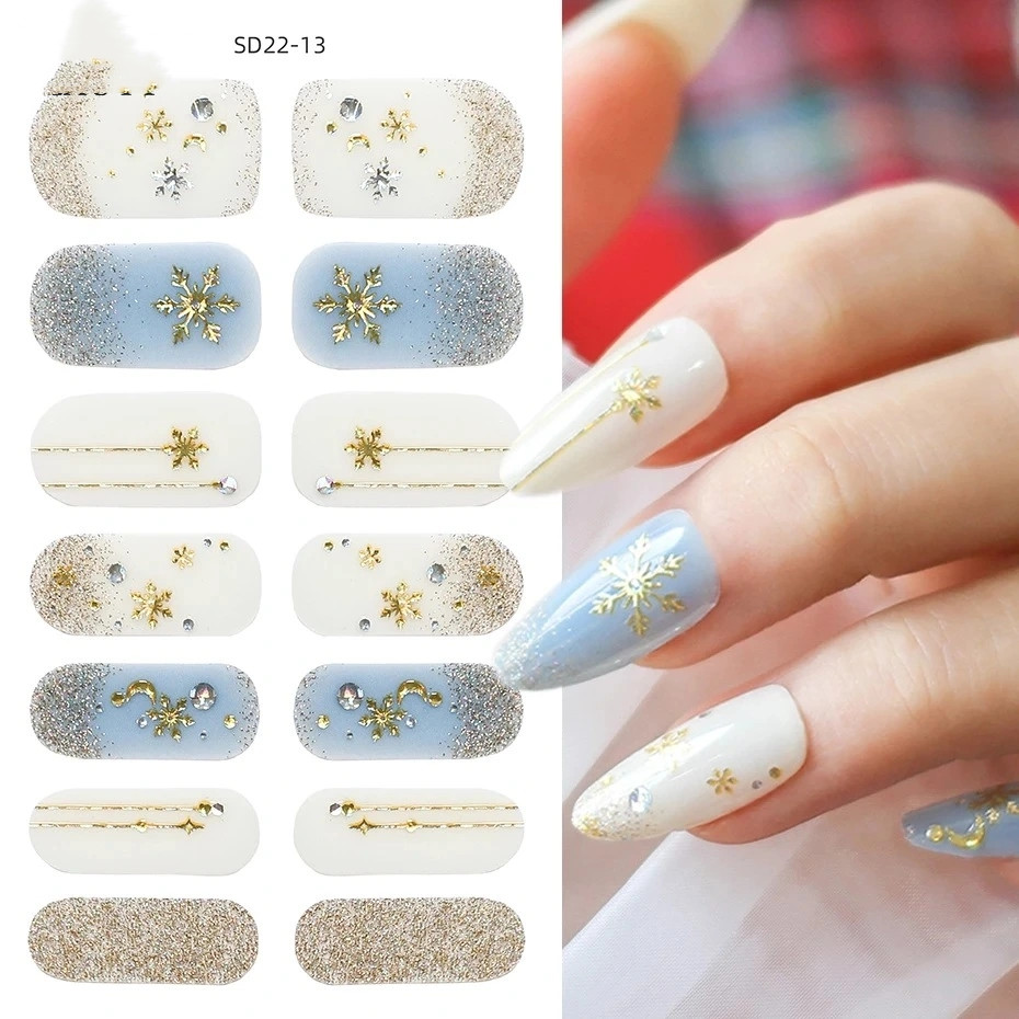 Cross-border new nail stickers: Full application, smudge nail stickers, star snowflake back adhesive nail stickers, mixed nail stickers, nail shanilak Item Picture