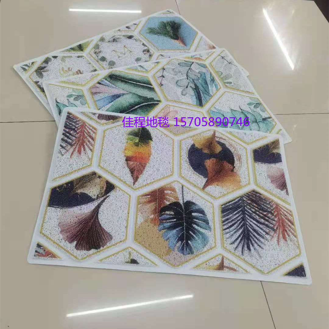 New 3D high-definition spray Indy mat, three-dimensional stone mat, three-dimensional simulation leaf anti-slip mat, foot mat, silk circle door mat, massage mat, silk circle digital spray Indy mat, carpet size: 40*60cm details Picture