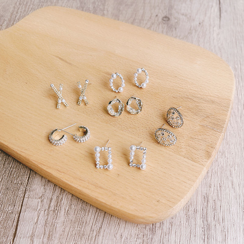 锆石银针耳环耳钉几何珍珠气质设计流苏迷你淑女镂空精致小巧日常迪菲尔-75-2
