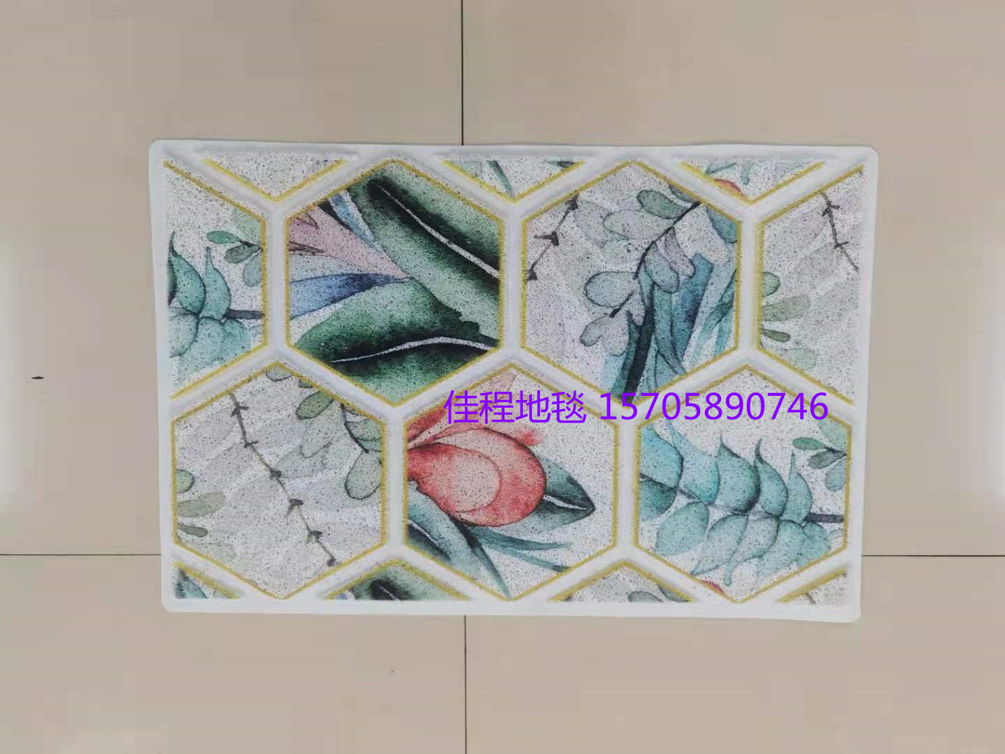 New 3D high-definition spray Indy mat, three-dimensional stone mat, three-dimensional simulation leaf anti-slip mat, foot mat, silk circle door mat, massage mat, silk circle digital spray Indy mat, carpet size: 40*60cm Specification image