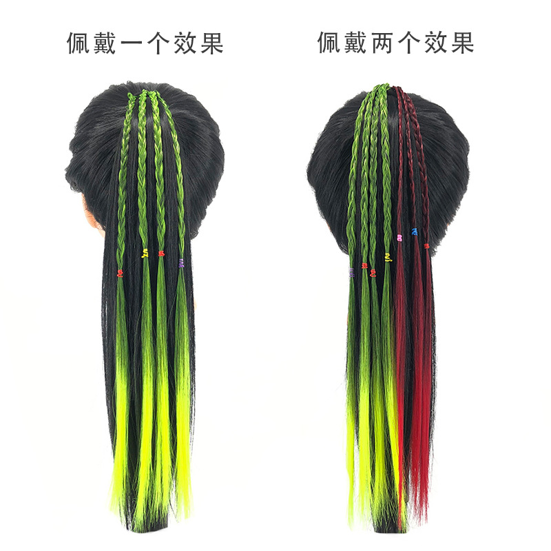 Wholesale of children's wigs, braids, dirty braids, ponytails, gradient braids, colorful braided hair ropes, headwear and hair accessories details Picture