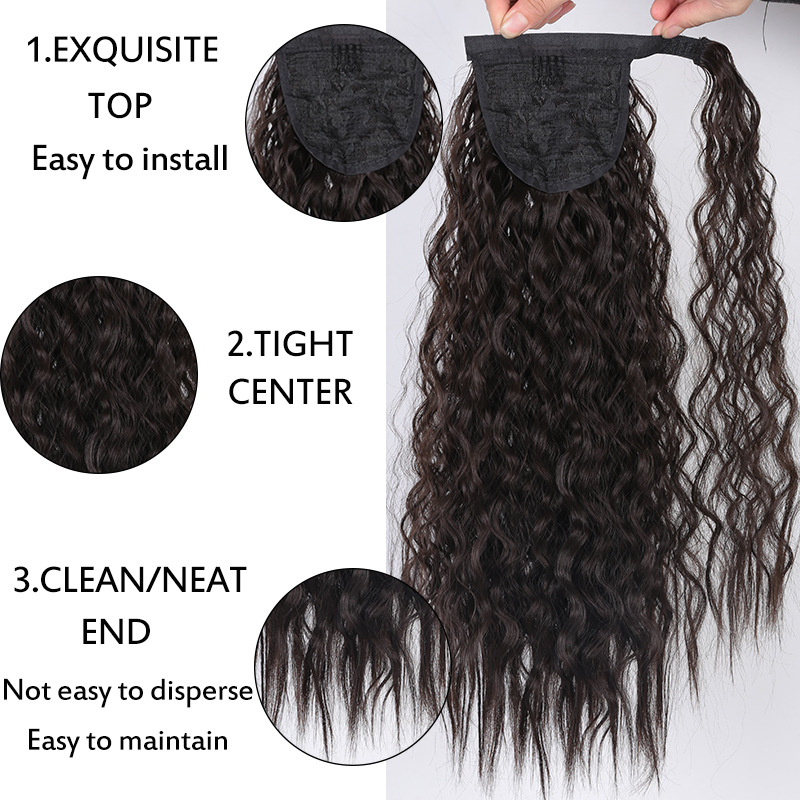 European and American fashionable wigs for women, long curly hair, five-clip solid color, fluffy, large volume, corn silk extensions Specification image