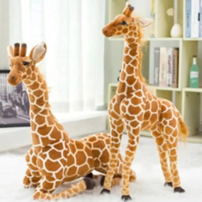 仿真长颈鹿/仿真毛绒公仔/仿真毛绒玩具白底实物图
