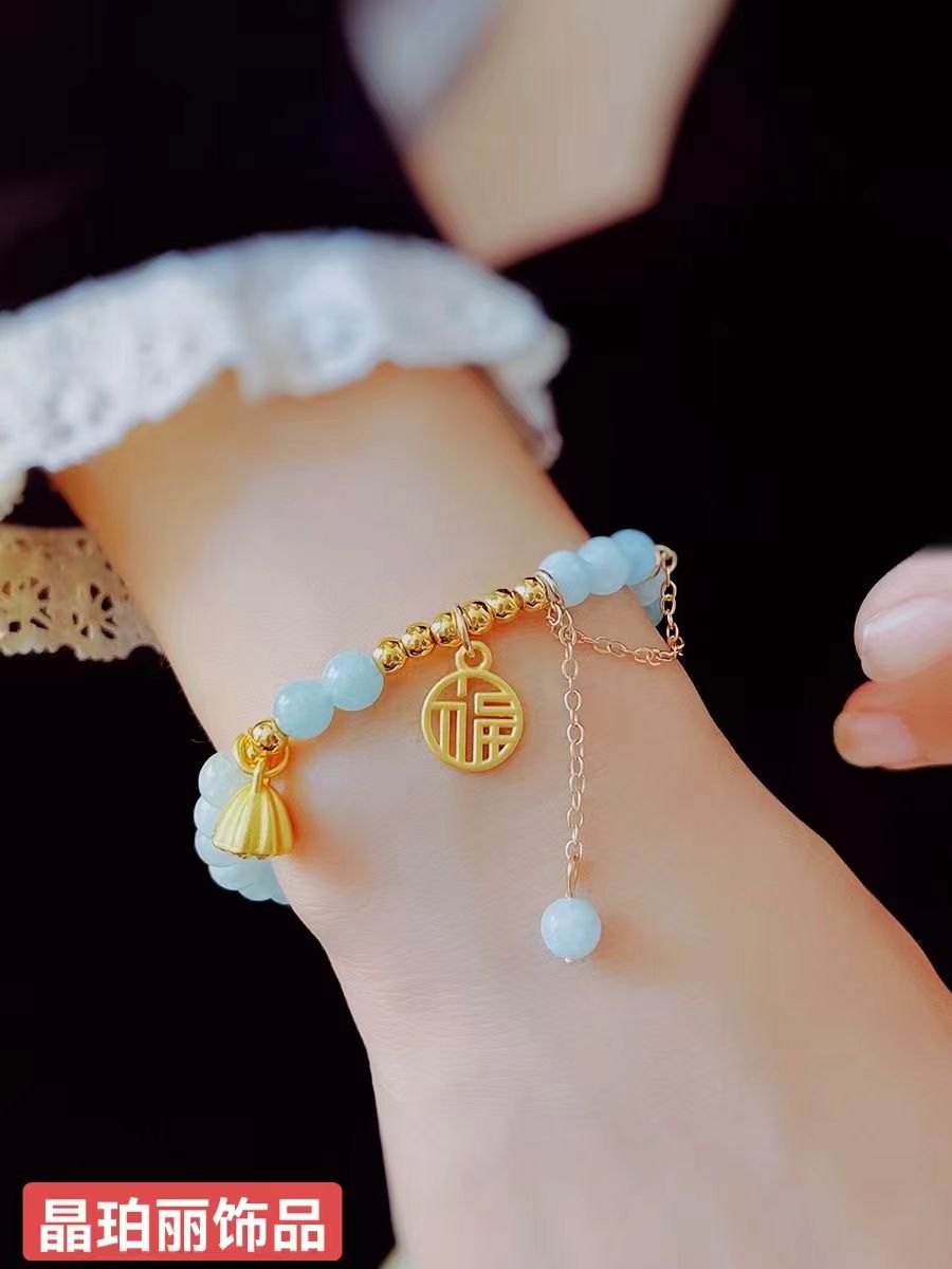 Jingpoli Jewelry SL91 Green Agate Auspicious and Lucky Bracelet for Women, an Instagram niche design, light luxury and exquisite bracelet Application Scenario