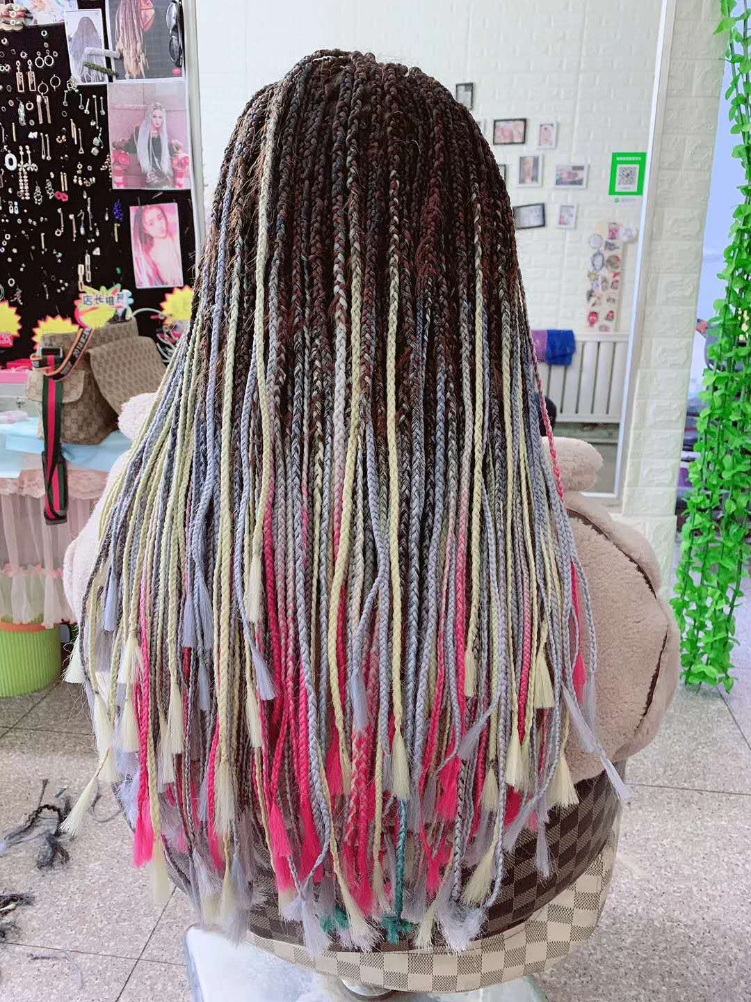 African big braid wig, colorful dreadlock hair rope, gradient synthetic fiber big braid, reggae hip-hop dreadlock braid Specification image