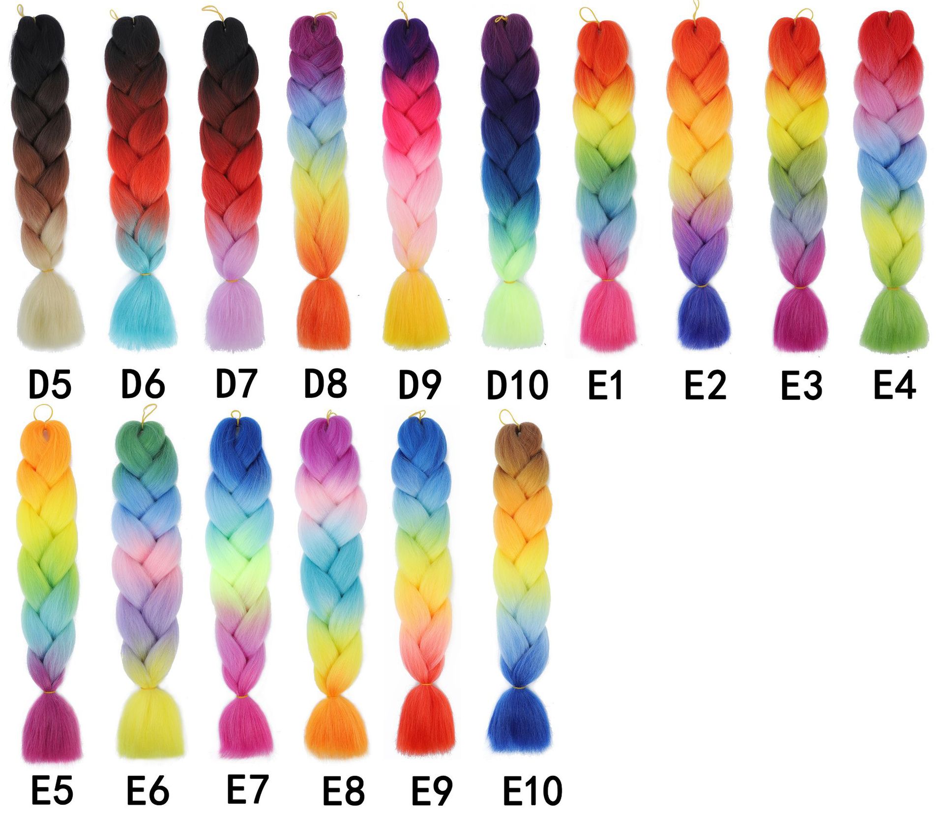 African big braid wig, colorful dreadlock hair rope, gradient synthetic fiber big braid, reggae hip-hop dreadlock braid details Picture