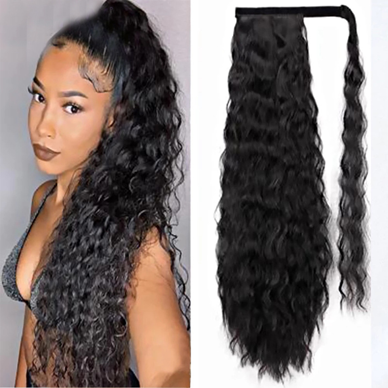 European and American fashionable wigs for women, long curly hair, five-clip solid color, fluffy, large volume, corn silk extensions
