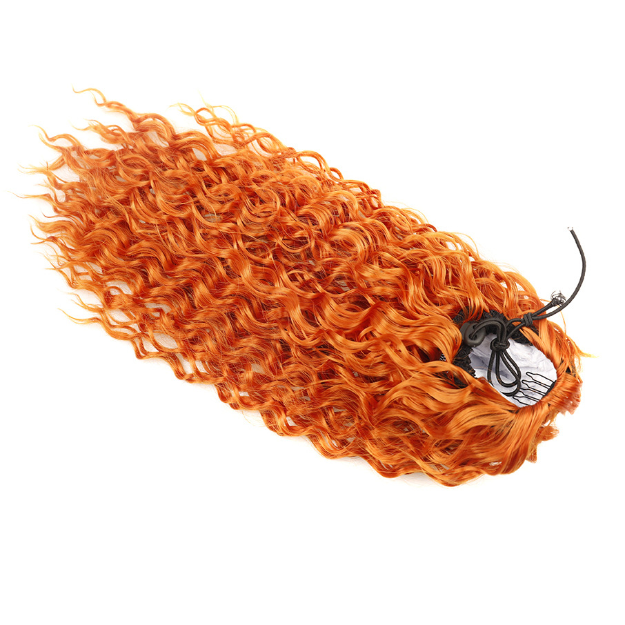 Cross-border African wig ponytail for women, 16-inch deep curly drawstring ponytail, drawstring net pocket small curly chemical fiber ponytail Application Scenario