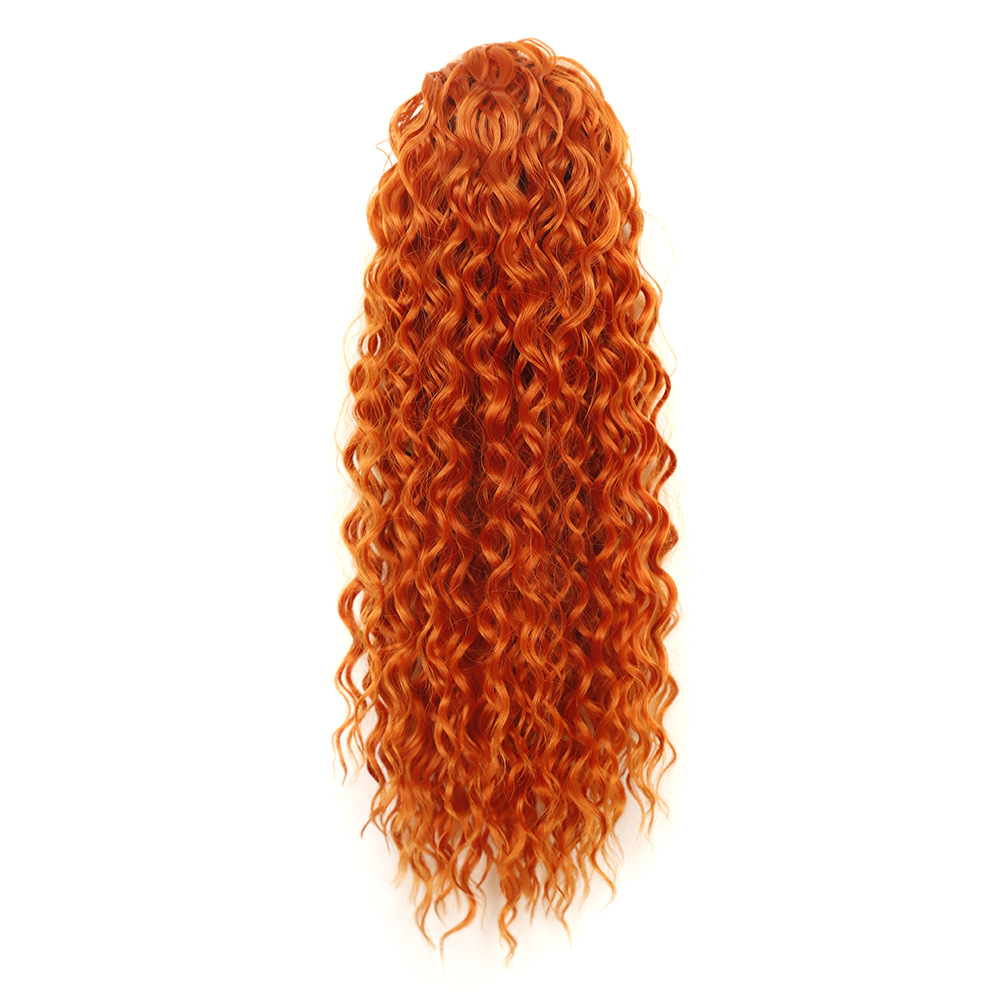 Cross-border African wig ponytail for women, 16-inch deep curly drawstring ponytail, drawstring net pocket small curly chemical fiber ponytail details Picture